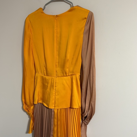Acler empire dress size mustard orange and nude two tone assymetrical pleated 6 - Picture 7 of 12